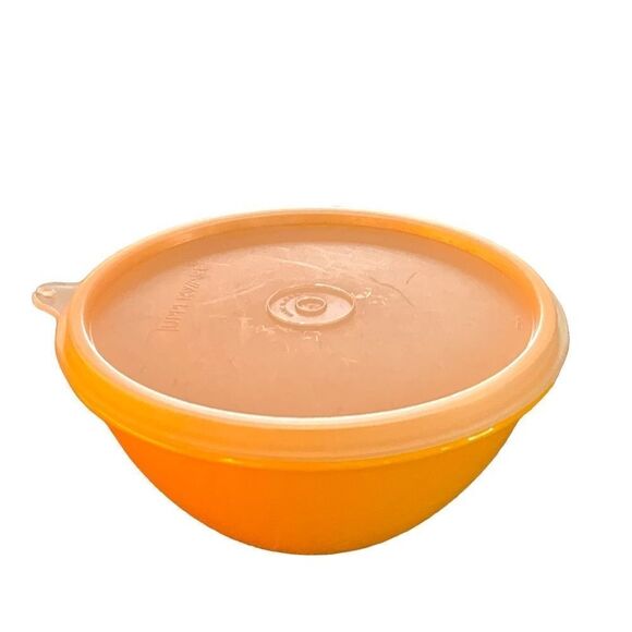 Vintage Tupperware Orange Bowl with Lid - Picture 1 of 5